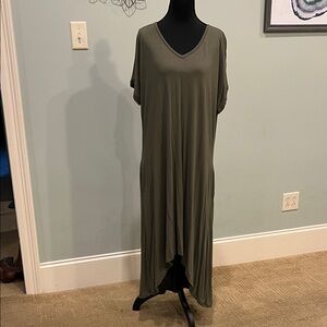 Cato Asymmetrical Olive Dress